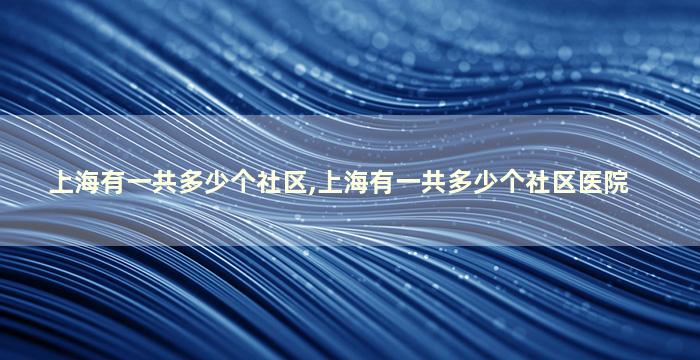 上海有一共多少个社区,上海有一共多少个社区医院