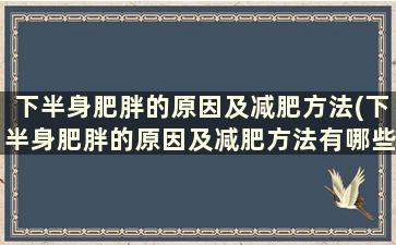 下半身肥胖的原因及减肥方法(下半身肥胖的原因及减肥方法有哪些)