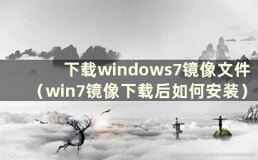 下载windows7镜像文件（win7镜像下载后如何安装）