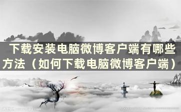 下载安装电脑微博客户端有哪些方法（如何下载电脑微博客户端）