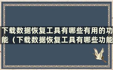 下载数据恢复工具有哪些有用的功能（下载数据恢复工具有哪些功能）