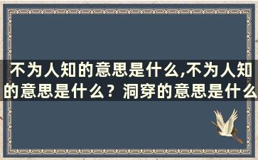 不为人知的意思是什么,不为人知的意思是什么？洞穿的意思是什么？