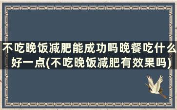 不吃晚饭减肥能成功吗晚餐吃什么好一点(不吃晚饭减肥有效果吗)