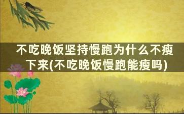 不吃晚饭坚持慢跑为什么不瘦下来(不吃晚饭慢跑能瘦吗)