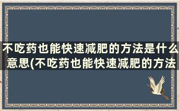 不吃药也能快速减肥的方法是什么意思(不吃药也能快速减肥的方法是什么原理)