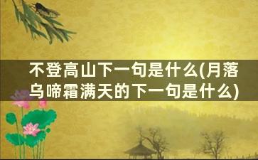 不登高山下一句是什么(月落乌啼霜满天的下一句是什么)