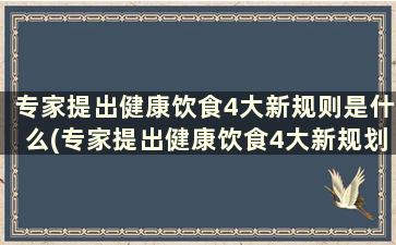 专家提出健康饮食4大新规则是什么(专家提出健康饮食4大新规划是什么)