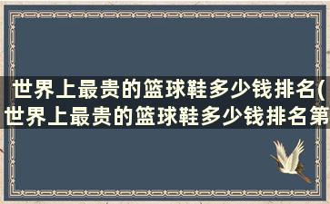 世界上最贵的篮球鞋多少钱排名(世界上最贵的篮球鞋多少钱排名第一)