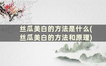 丝瓜美白的方法是什么(丝瓜美白的方法和原理)