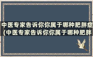 中医专家告诉你你属于哪种肥胖症(中医专家告诉你你属于哪种肥胖体质)