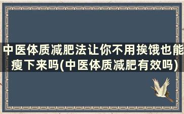 中医体质减肥法让你不用挨饿也能瘦下来吗(中医体质减肥有效吗)