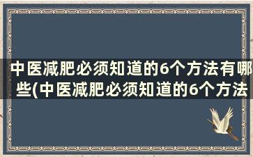 中医减肥必须知道的6个方法有哪些(中医减肥必须知道的6个方法是)