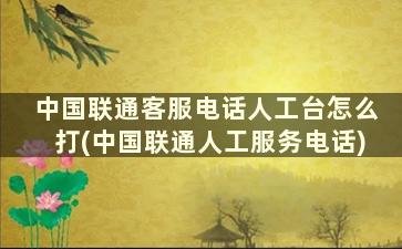 中国联通客服电话人工台怎么打(中国联通人工服务电话)