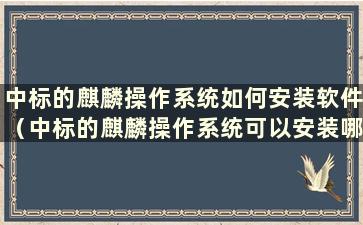 中标的麒麟操作系统如何安装软件（中标的麒麟操作系统可以安装哪些软件-zol问答）