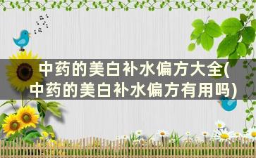 中药的美白补水偏方大全(中药的美白补水偏方有用吗)