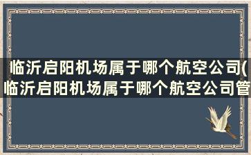 临沂启阳机场属于哪个航空公司(临沂启阳机场属于哪个航空公司管辖)