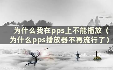 为什么我在pps上不能播放（为什么pps播放器不再流行了）