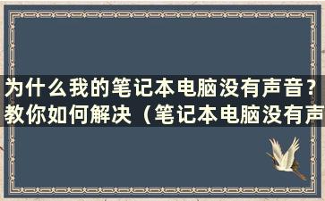 为什么我的笔记本电脑没有声音？教你如何解决（笔记本电脑没有声音的处理方法）