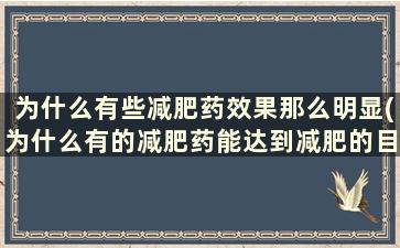 为什么有些减肥药效果那么明显(为什么有的减肥药能达到减肥的目的)