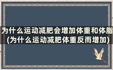 为什么运动减肥会增加体重和体脂(为什么运动减肥体重反而增加)