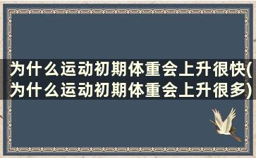 为什么运动初期体重会上升很快(为什么运动初期体重会上升很多)