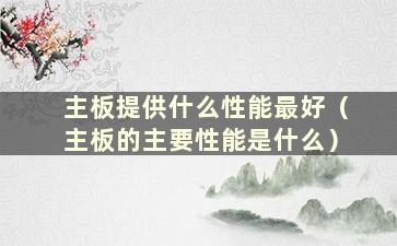 主板提供什么性能最好（主板的主要性能是什么）