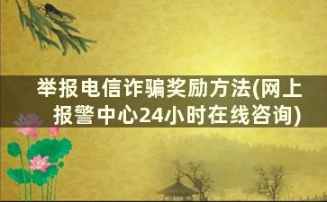 举报电信诈骗奖励方法(网上报警中心24小时在线咨询)