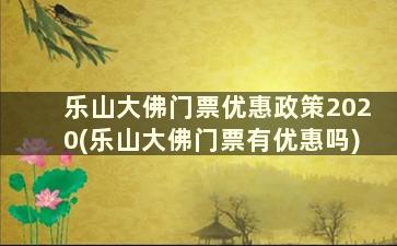 乐山大佛门票优惠政策2020(乐山大佛门票有优惠吗)