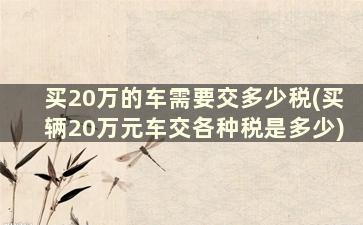 买20万的车需要交多少税(买辆20万元车交各种税是多少)