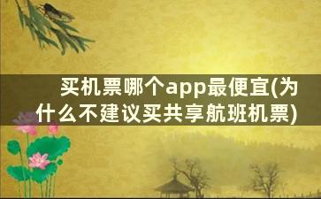 买机票哪个app最便宜(为什么不建议买共享航班机票)