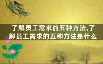 了解员工需求的五种方法,了解员工需求的五种方法是什么