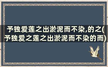 予独爱莲之出淤泥而不染,的之(予独爱之莲之出淤泥而不染的而)