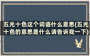 五光十色这个词语什么意思(五光十色的意思是什么请告诉我一下)