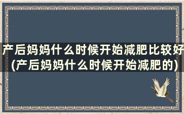 产后妈妈什么时候开始减肥比较好(产后妈妈什么时候开始减肥的)