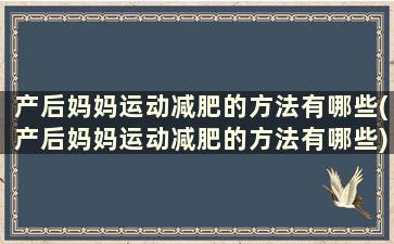 产后妈妈运动减肥的方法有哪些(产后妈妈运动减肥的方法有哪些)