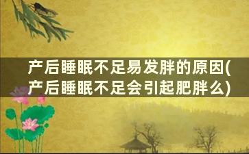 产后睡眠不足易发胖的原因(产后睡眠不足会引起肥胖么)