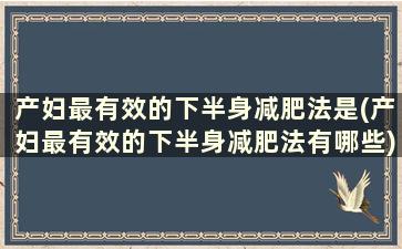 产妇最有效的下半身减肥法是(产妇最有效的下半身减肥法有哪些)