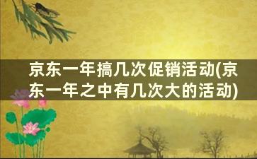 京东一年搞几次促销活动(京东一年之中有几次大的活动)