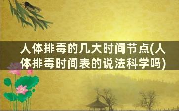 人体排毒的几大时间节点(人体排毒时间表的说法科学吗)