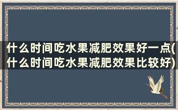 什么时间吃水果减肥效果好一点(什么时间吃水果减肥效果比较好)