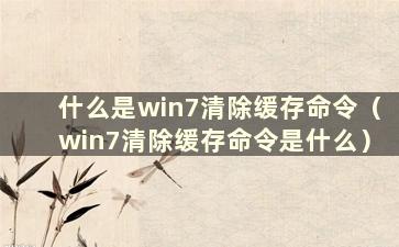 什么是win7清除缓存命令（win7清除缓存命令是什么）