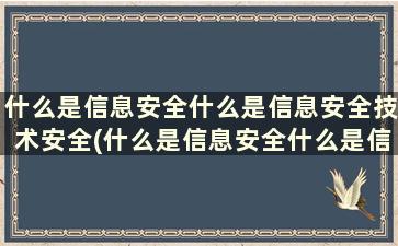 什么是信息安全什么是信息安全技术安全(什么是信息安全什么是信息安全技术工程师)