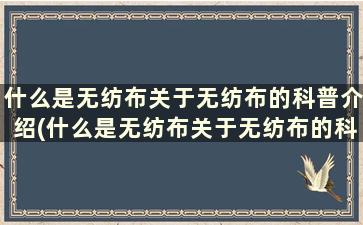 什么是无纺布关于无纺布的科普介绍(什么是无纺布关于无纺布的科普介绍图片)