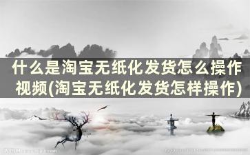 什么是淘宝无纸化发货怎么操作视频(淘宝无纸化发货怎样操作)