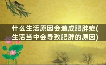 什么生活原因会造成肥胖症(生活当中会导致肥胖的原因)