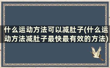 什么运动方法可以减肚子(什么运动方法减肚子最快最有效的方法)