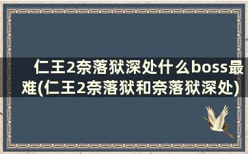 仁王2奈落狱深处什么boss最难(仁王2奈落狱和奈落狱深处)