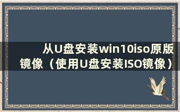 从U盘安装win10iso原版镜像（使用U盘安装ISO镜像）