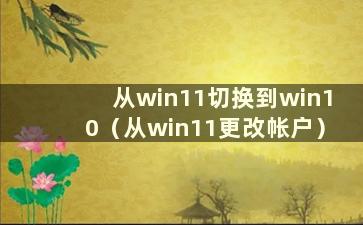 从win11切换到win10（从win11更改帐户）