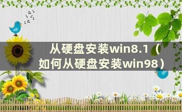 从硬盘安装win8.1（如何从硬盘安装win98）